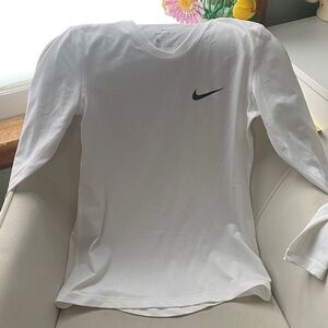 Nike White Long Sleeve Tee with Black Logo